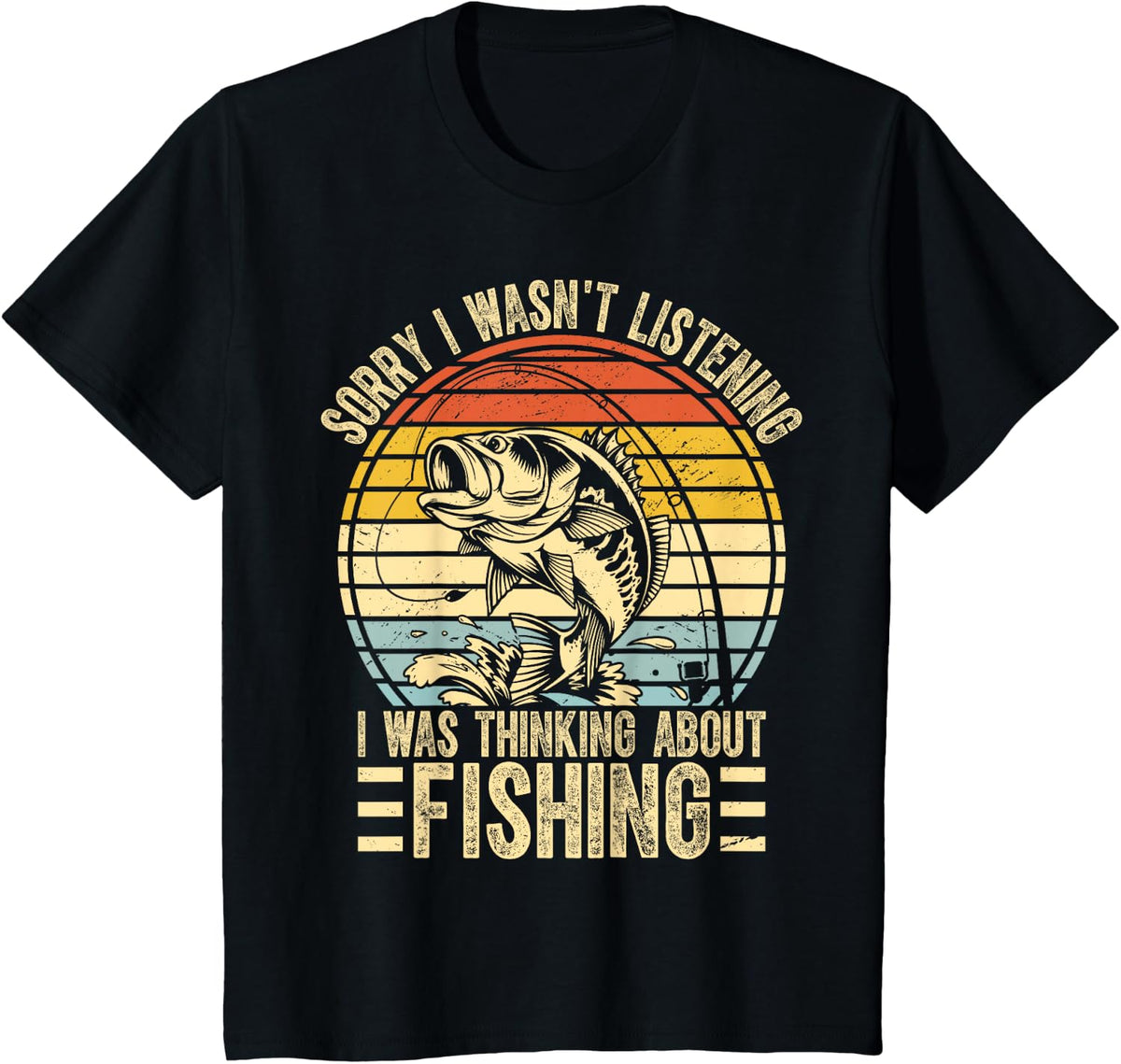 Funny Fishing Shirt for Men Boys Kids Women Fisherman Bass T-Shirt - Black