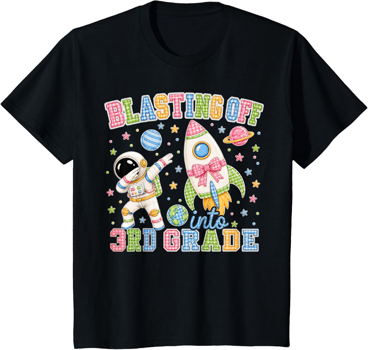 Blast Off Into 3rd Grade First Day Third Grade Girls T-Shirt - Black