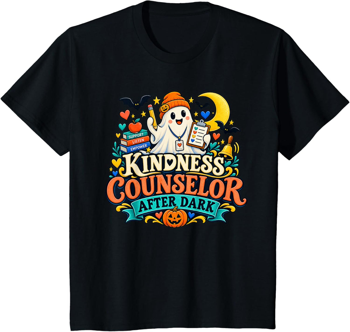 Kindness Counselor After Dark School Social Worker Halloween T-Shirt - Black