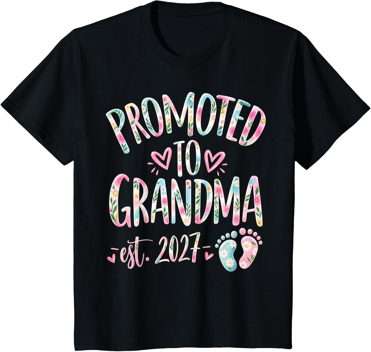 Promoted to Grandma 2027 Again, Cute Baby Announcement Women T-Shirt - Black