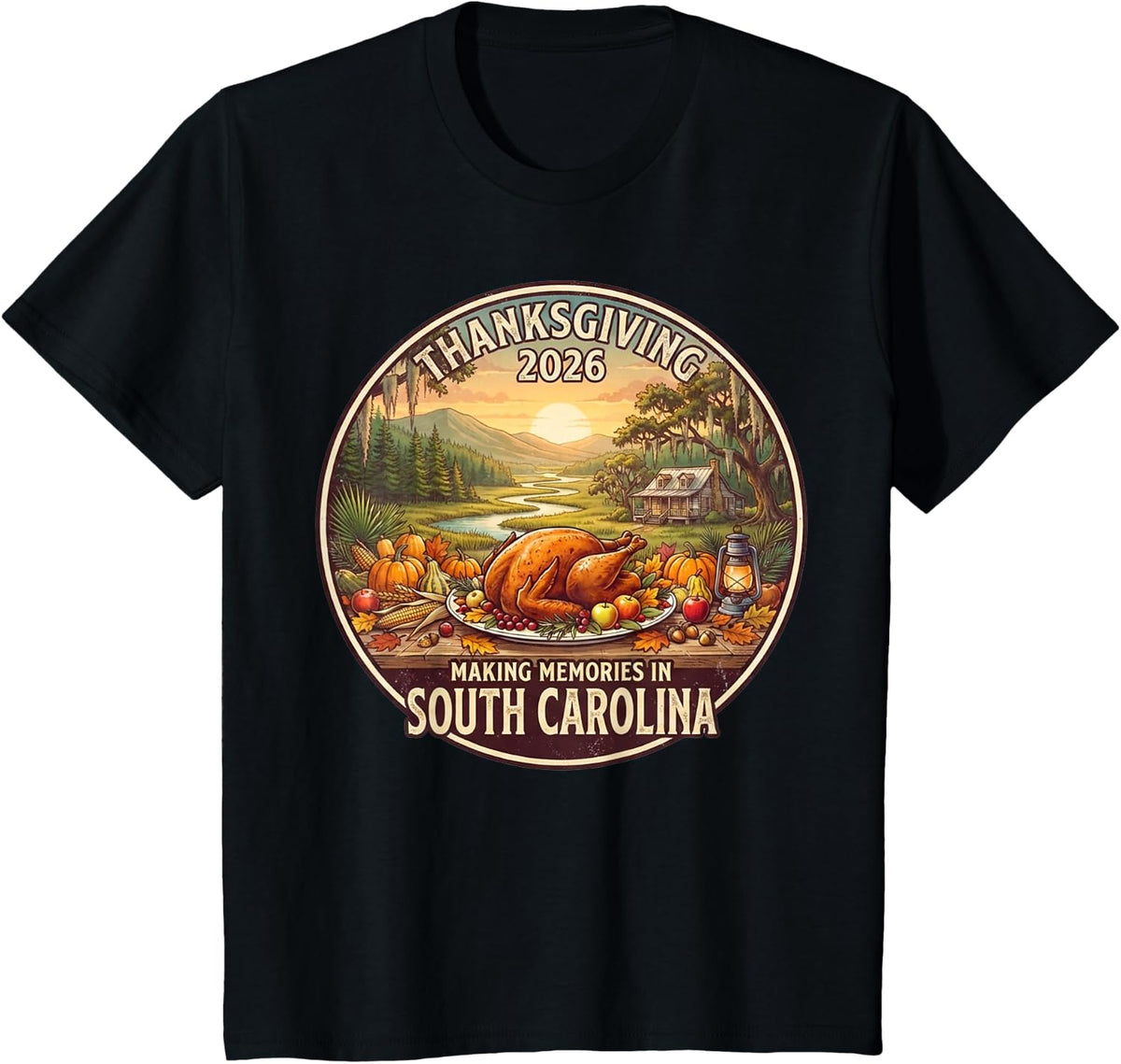 South Carolina Thanksgiving 2026 Family Vacation Reunion T-Shirt - Black
