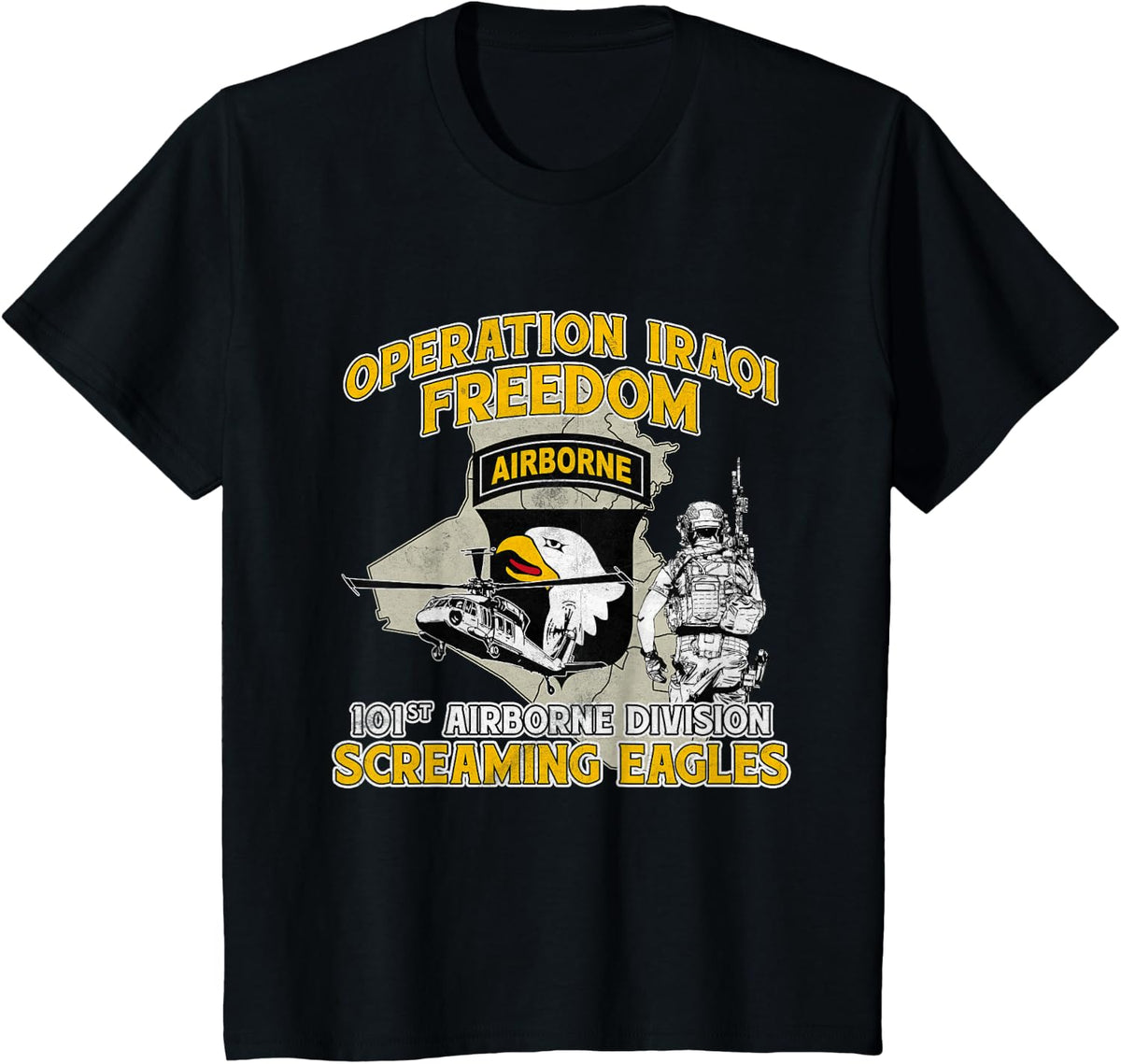 101st Airborne Division Operation Iraqi Freedom OIF Veteran T-Shirt - Black