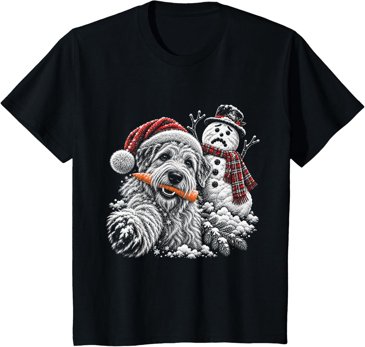 Soft Coated Wheaten Terrier Christmas Selfie Stole The T-Shirt - Black