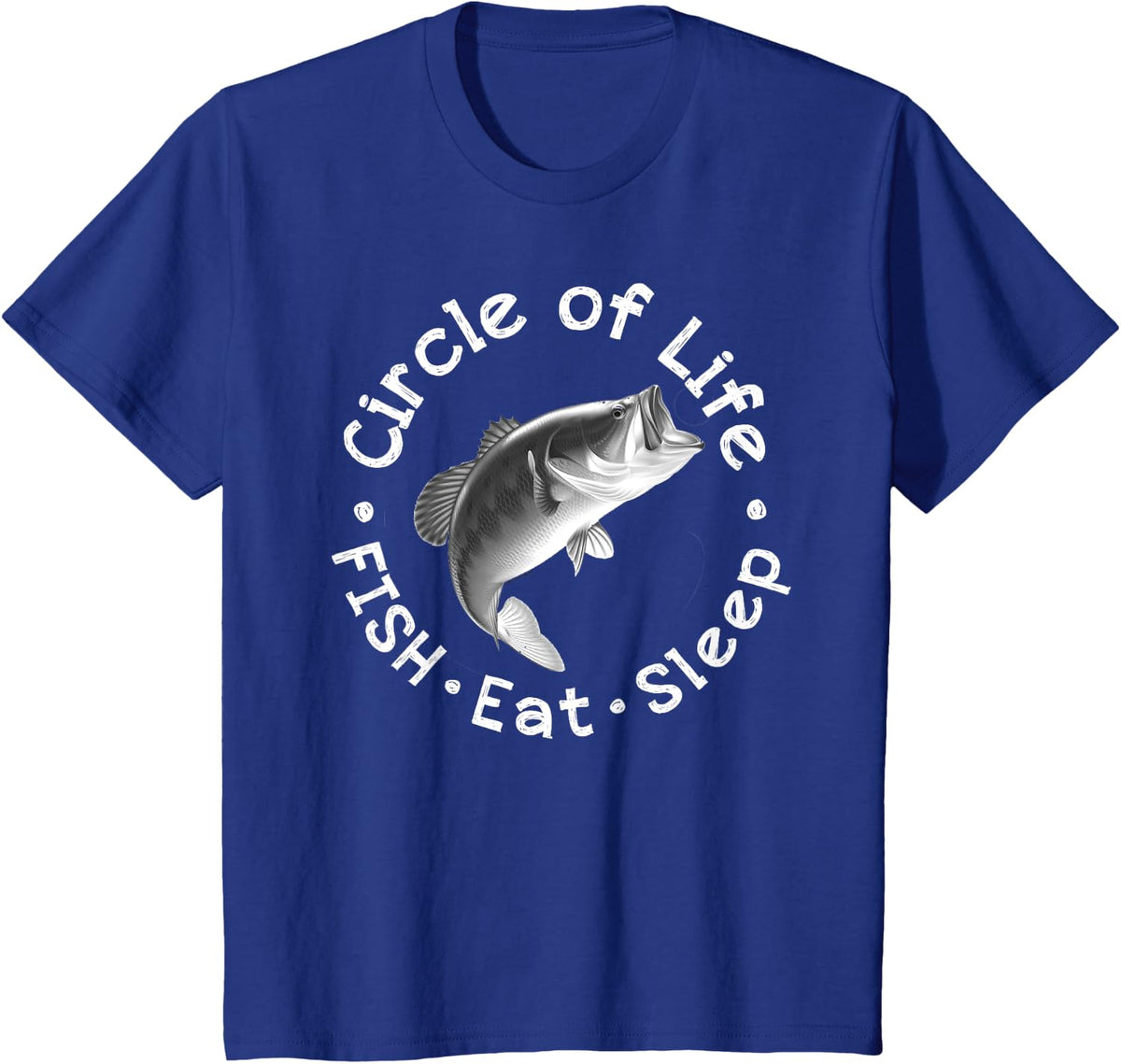 Funny Bass Fishing Circle Life Big Mouth T-Shirt - Royal Blue