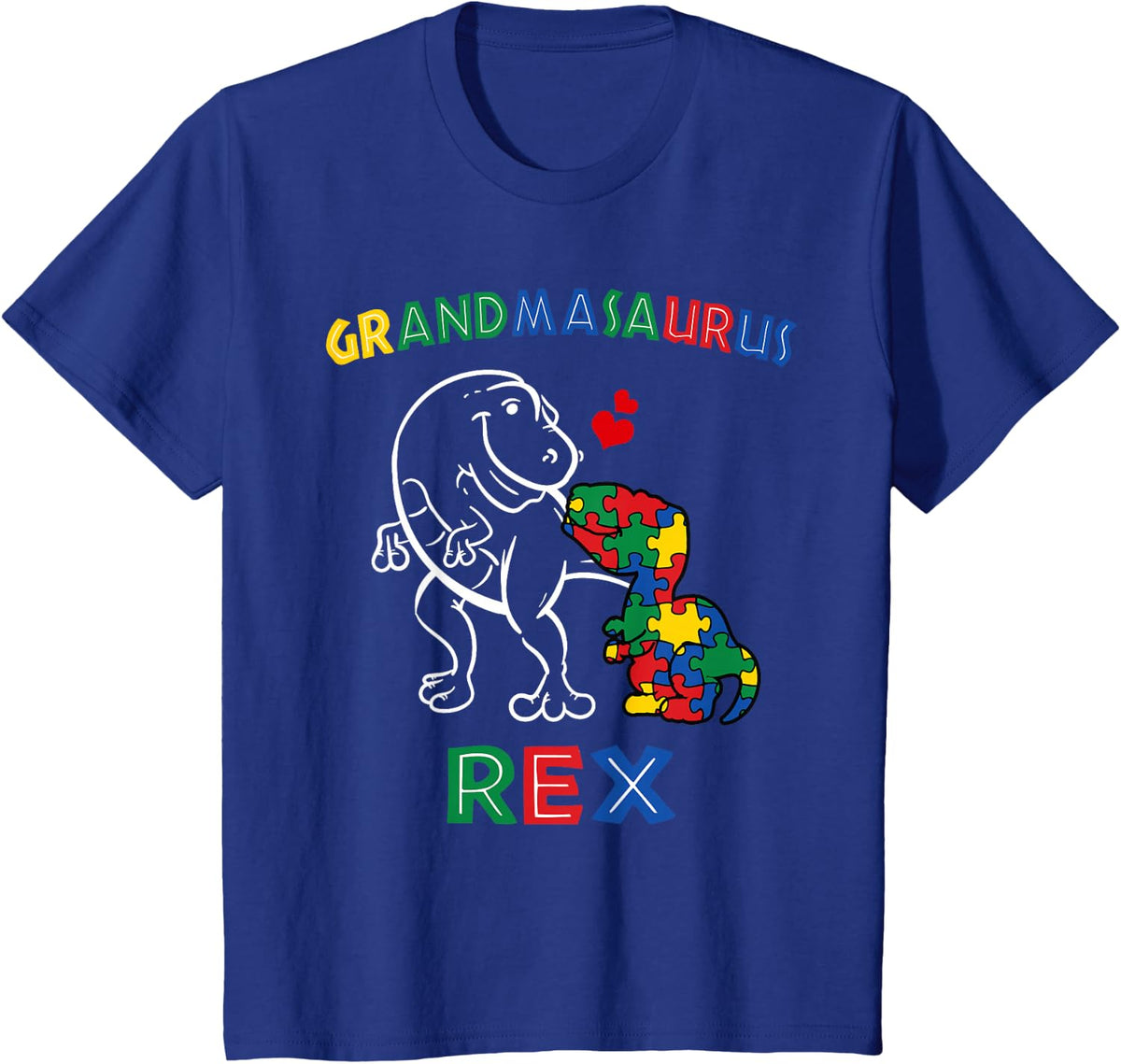 Grandmasaurus Autism Awareness Grandma Dinosaur Grandmother T-Shirt - Royal Blue