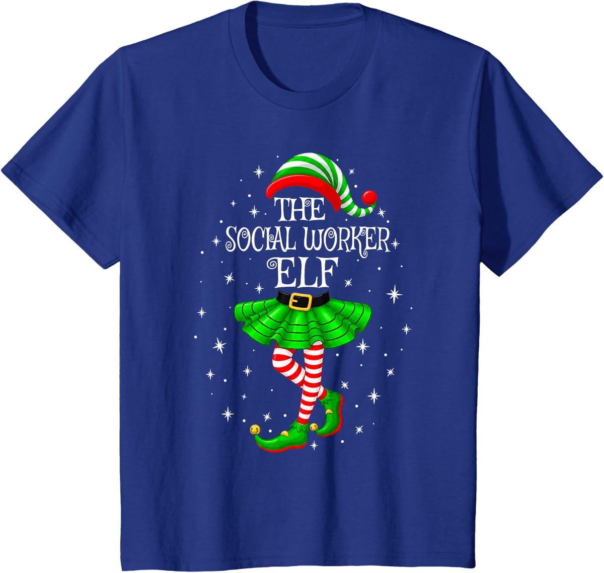 Social Worker Elf Christmas Matching Men Women Xmas Holiday T-Shirt - Royal Blue