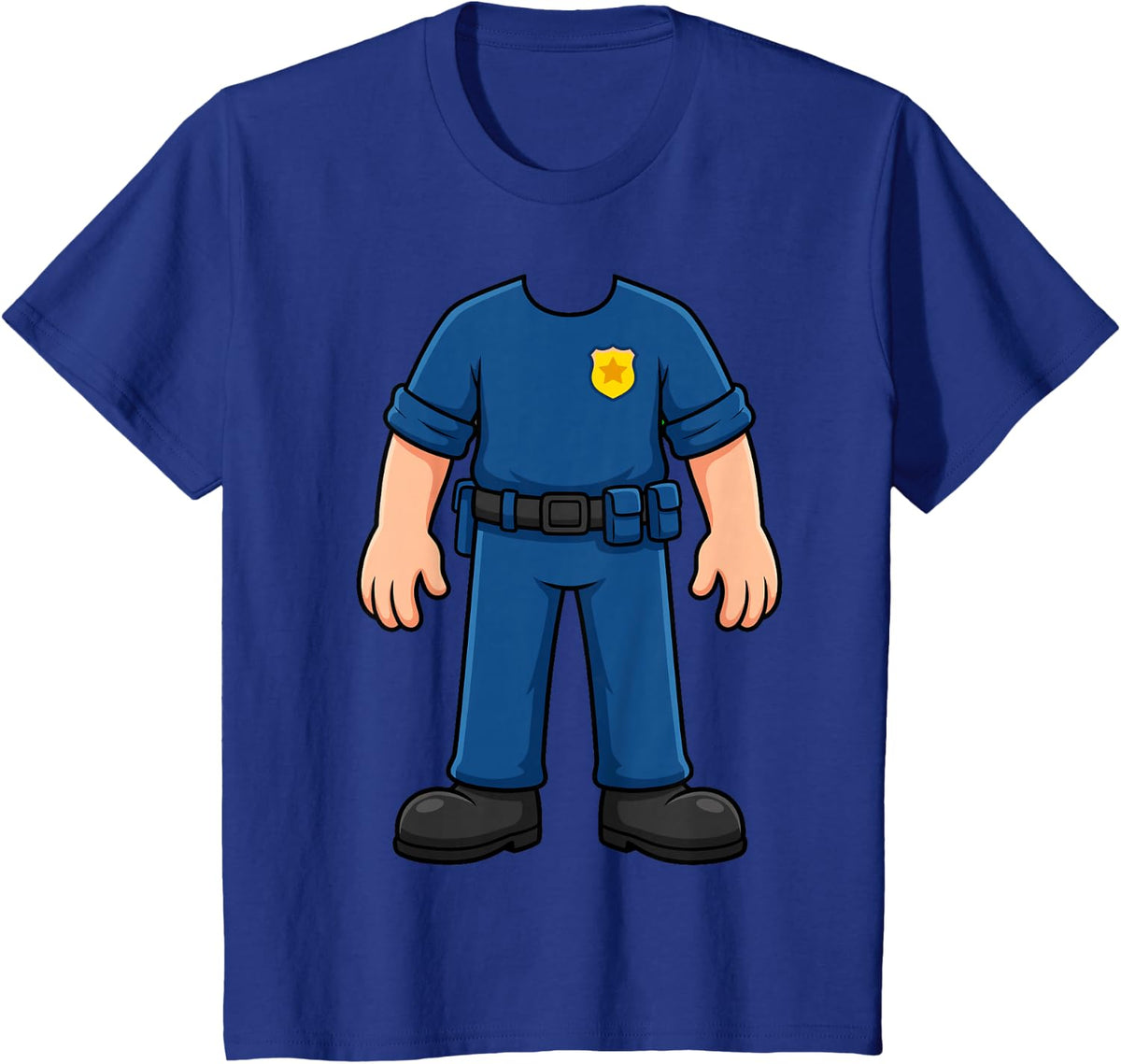 Police Officer Costume Law Enforcement Patrol Career Uniform T-Shirt - Royal Blue