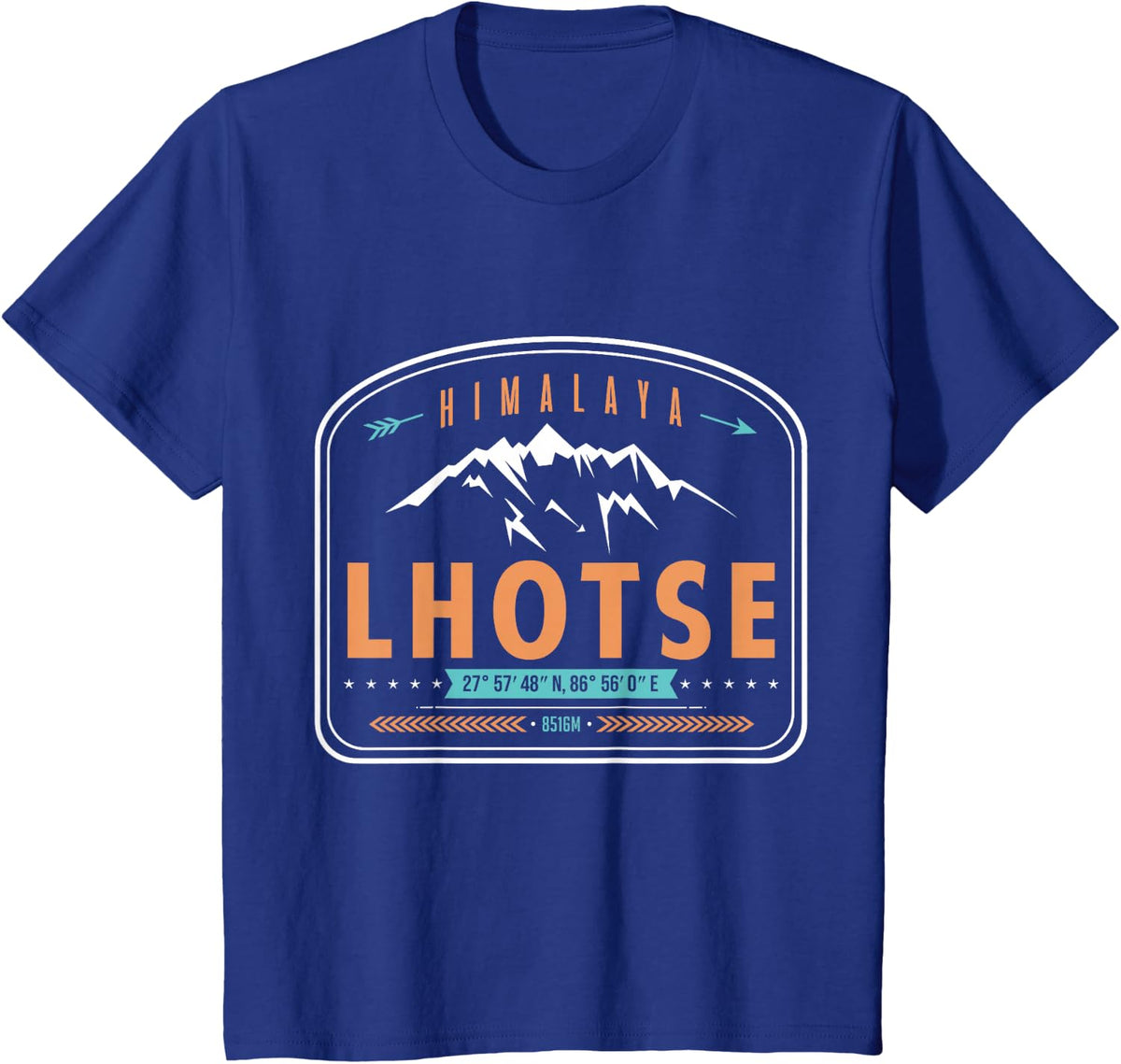 Lhotse Mountain in the Himalaya Mountains, Nepal, Tibet T-Shirt - Royal Blue