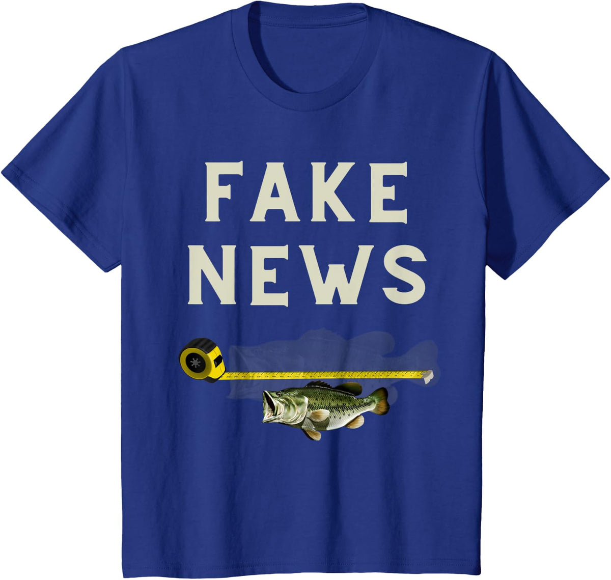 Funny Fake News large mouth bass fishing design T-Shirt - Royal Blue