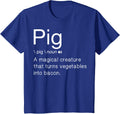 Pig Definition Funny Joke Pigs Turns Vegetables Into Bacon T-Shirt - Royal Blue