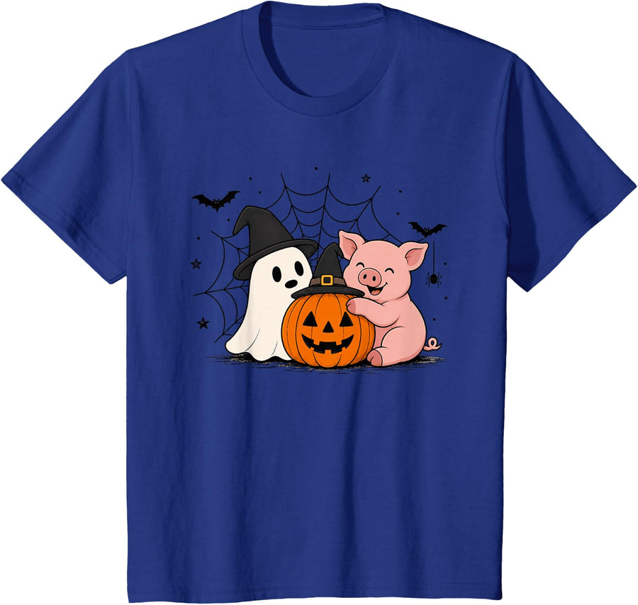 Pig Halloween Ghost Pumpkin Cute Spooky Costume T-Shirt - Royal Blue