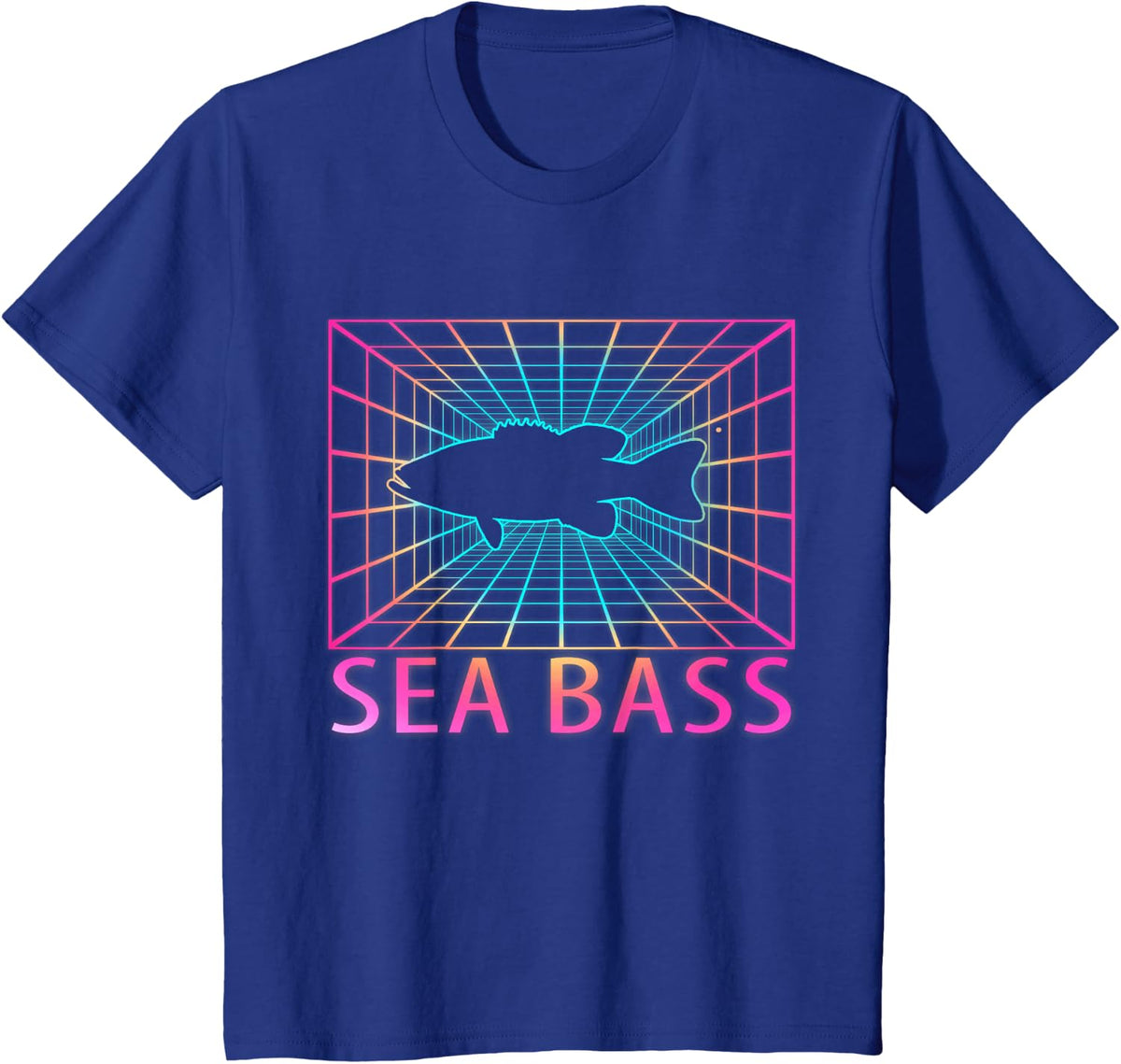 Sea Bass Retro Fish T-Shirt Gift for Fishing Enthusiasts and Ocean Lovers Tee - Royal Blue