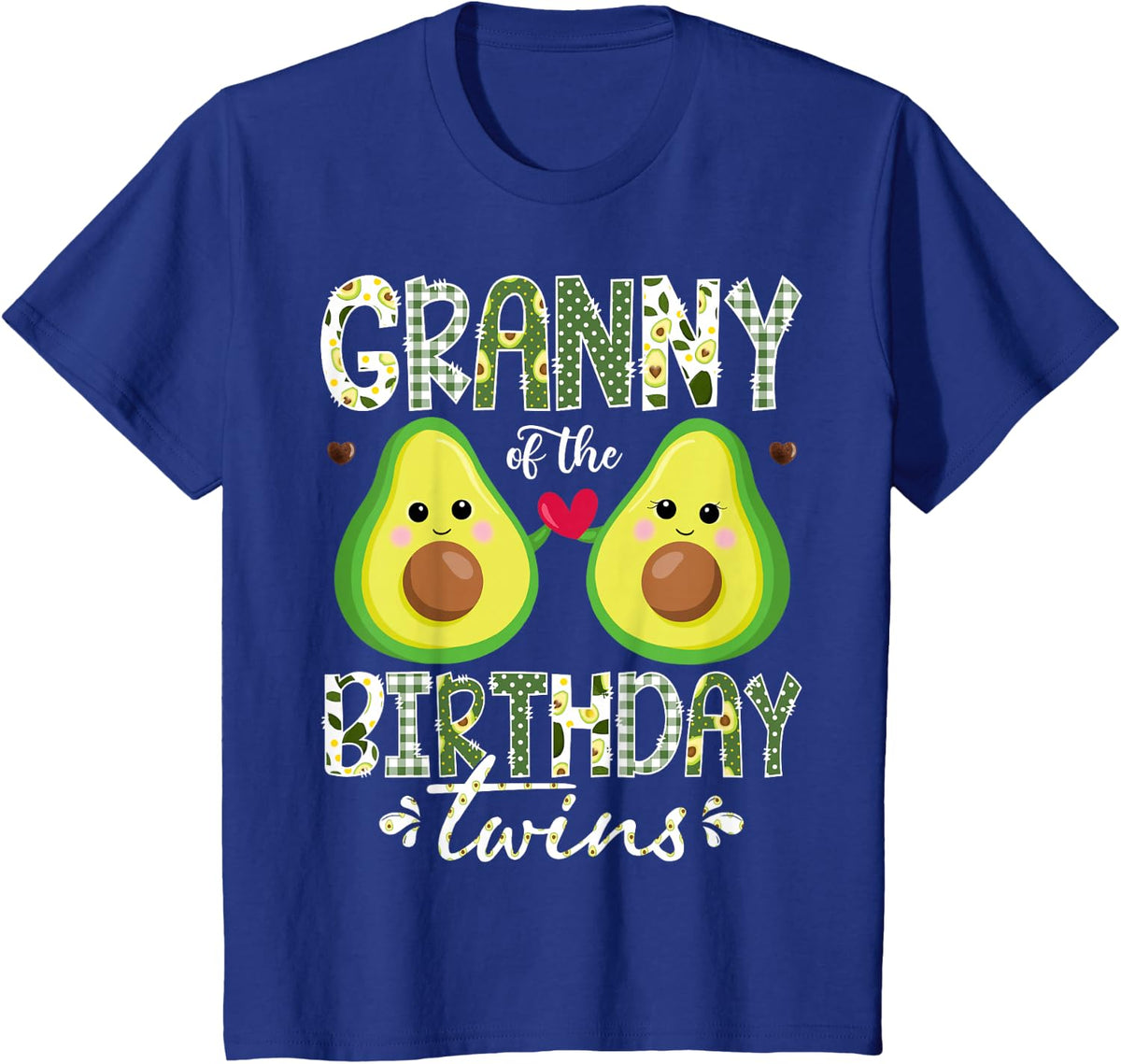 Granny of The Birthday Twins Kawaii Avocado Birthday Girl T-Shirt - Royal Blue