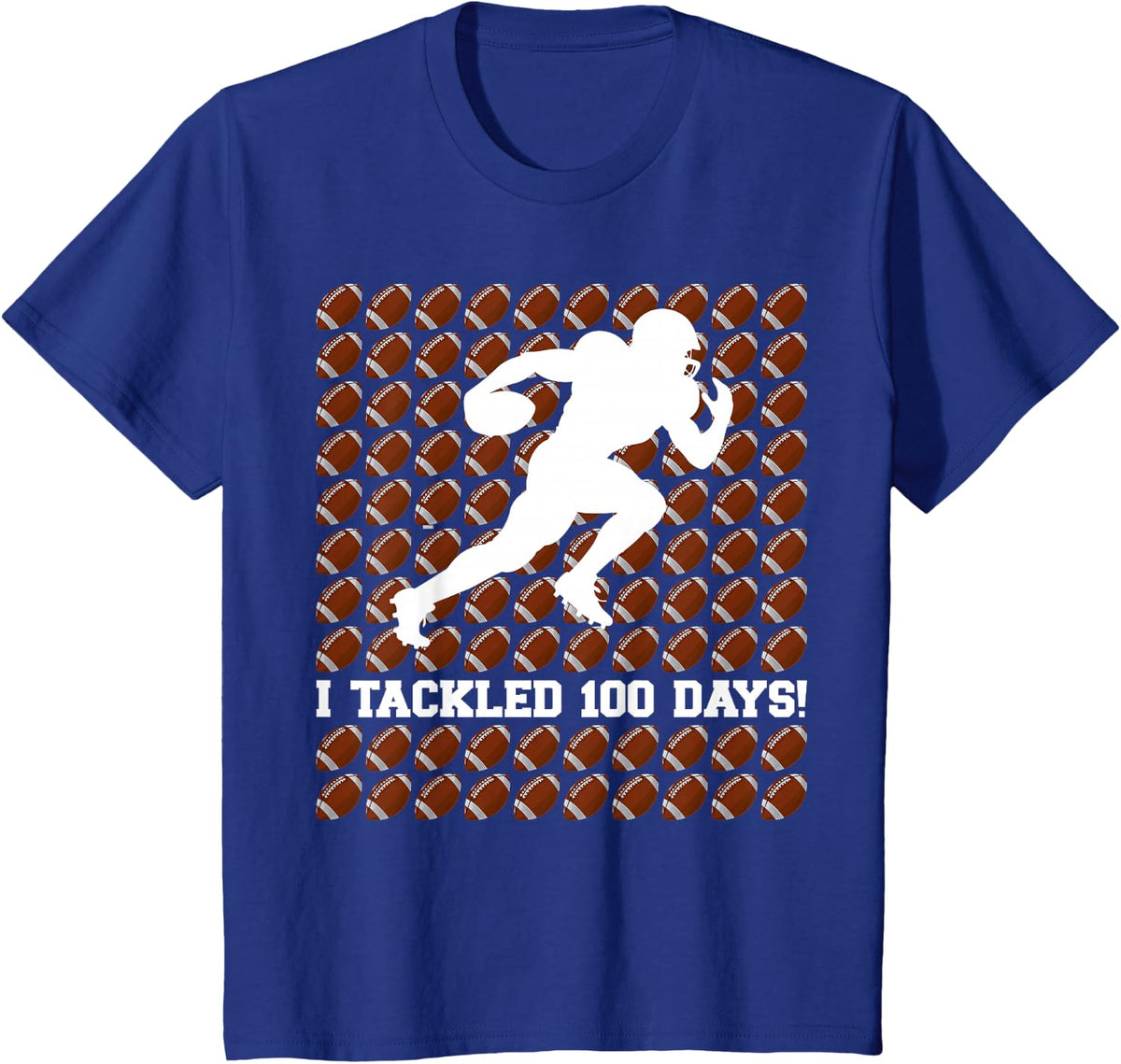 I Tackled 100 Days of School Football 100 Days Smarter Boys T-Shirt - Royal Blue