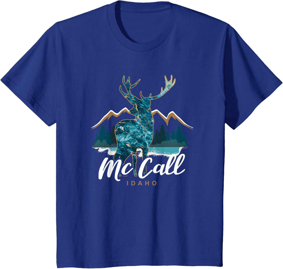 McCall Idaho Lake Payette Elk Mountains Outdoor Adventure T-Shirt - Royal Blue