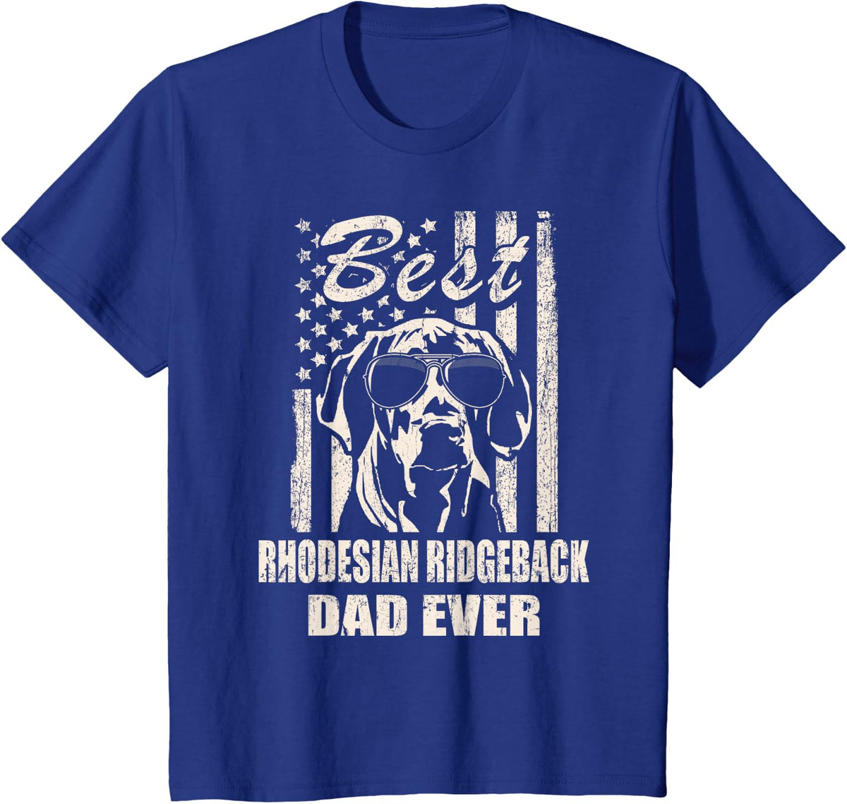 Best Rhodesian Ridgeback Dad Ever Vintage Retro Flag Dog Dad T-Shirt - Royal Blue
