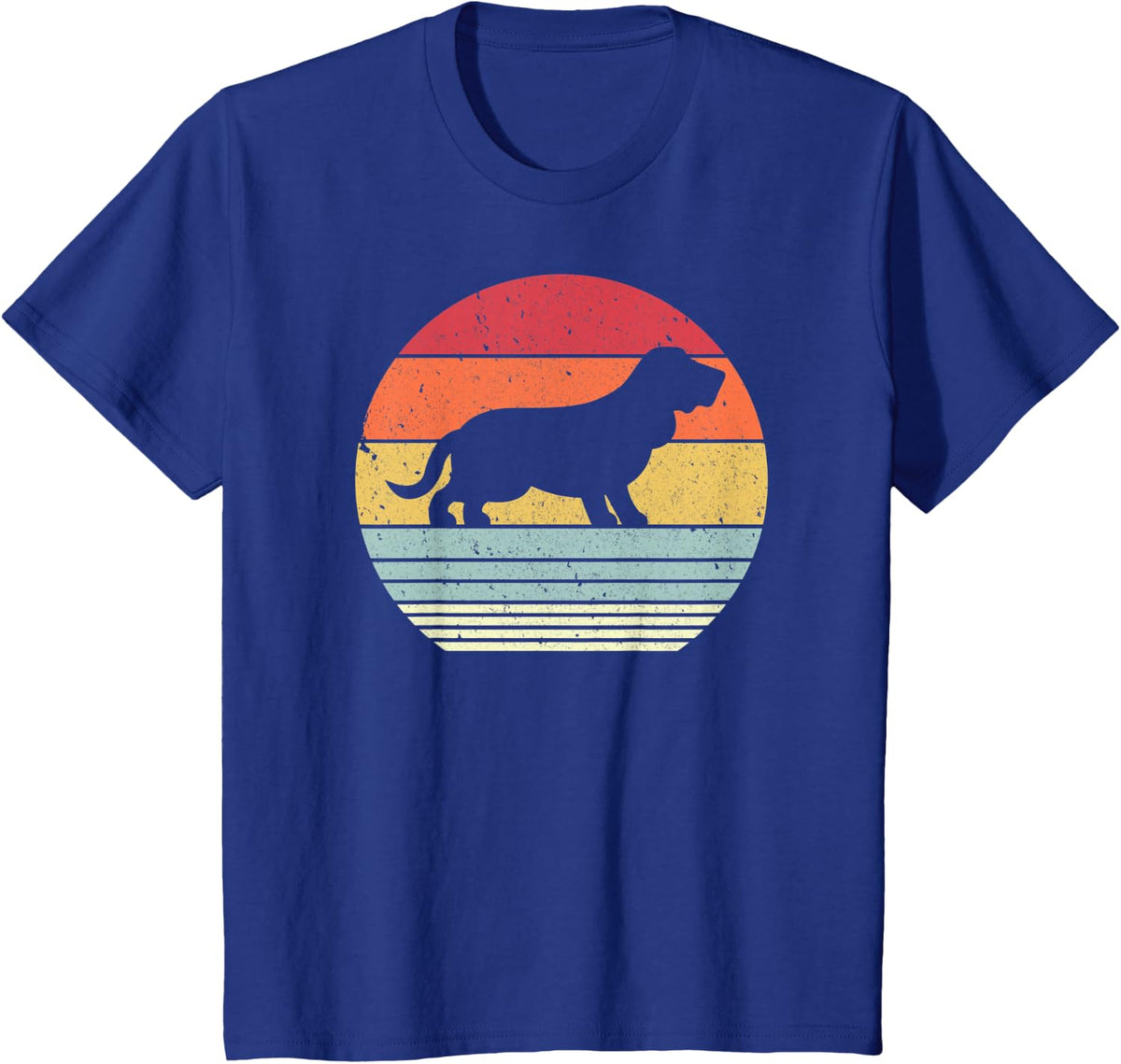 Basset Hound Shirt. Retro Style T-Shirt - Royal Blue