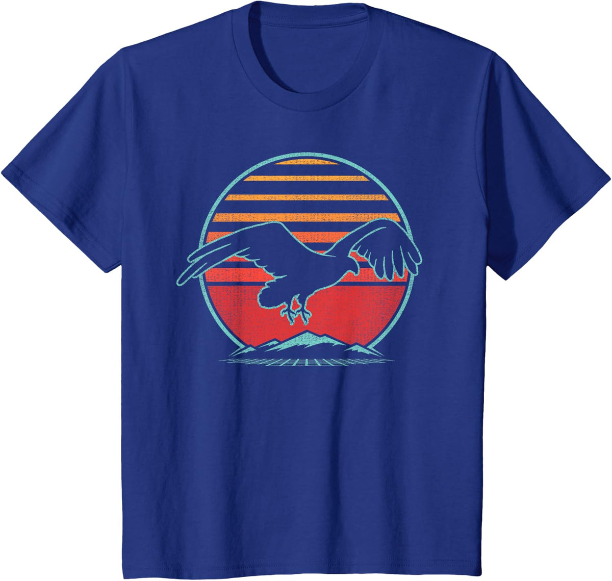 Hawk Retro Osprey Vintage 80s Style Birding Tees T-Shirts Gift - Royal Blue