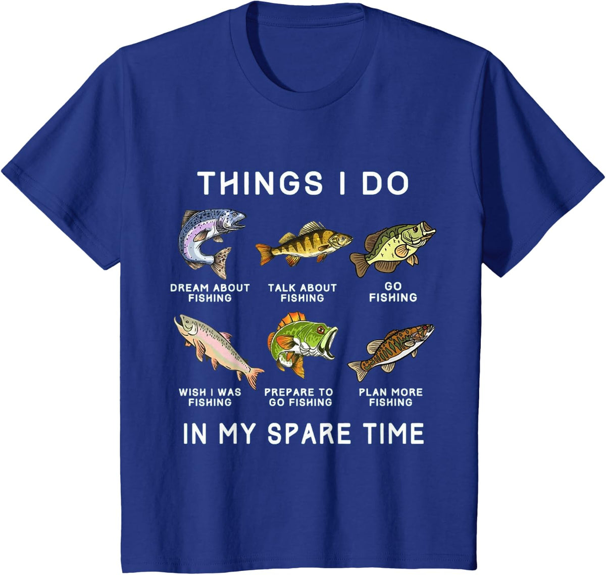 Things I Do in My Spare Time Fishing Boys Men Bass Fishing T-Shirt - Royal Blue