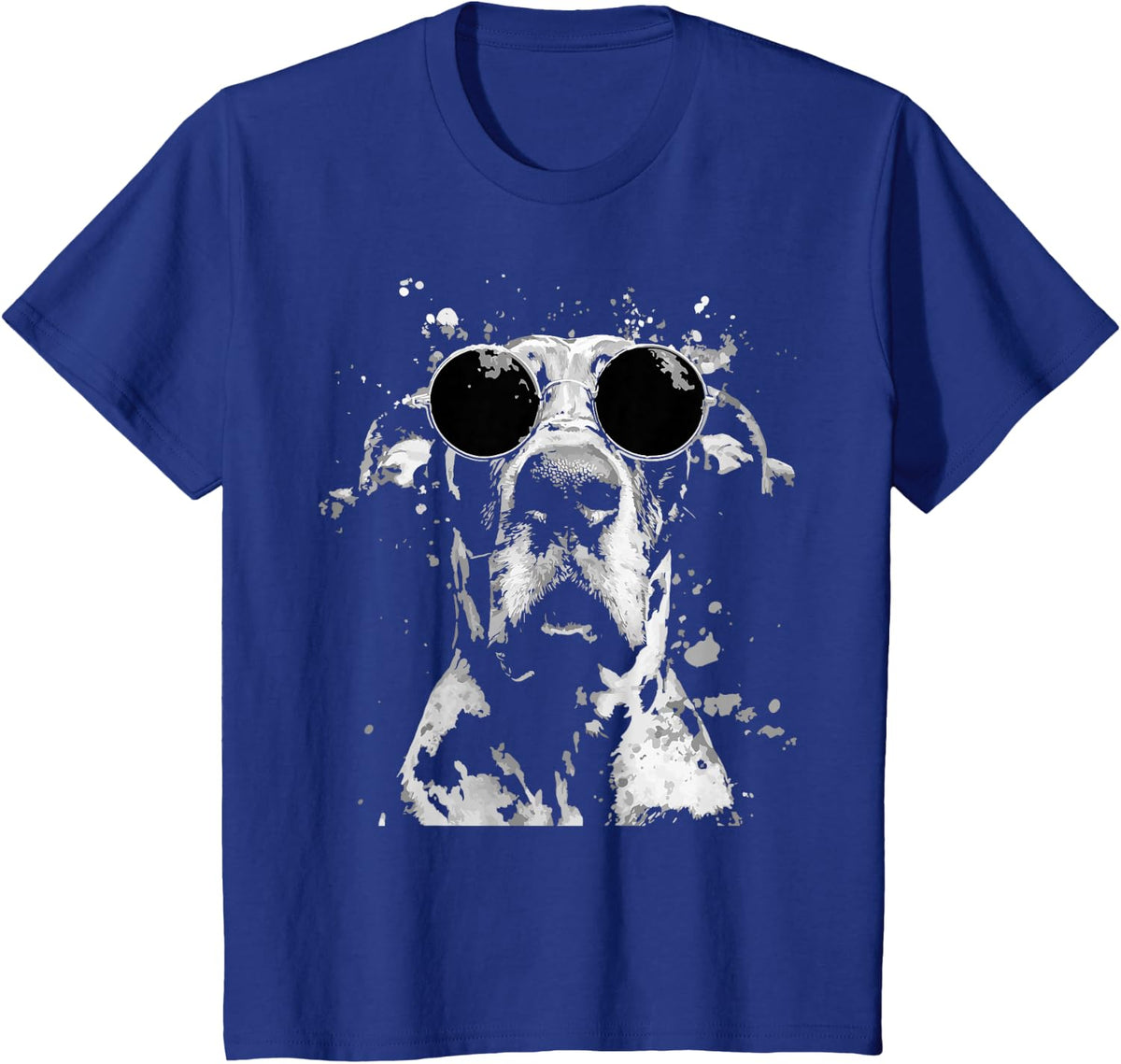 Grunge Style Hipster Great Dane Dog with Sunglasses T-Shirt - Royal Blue