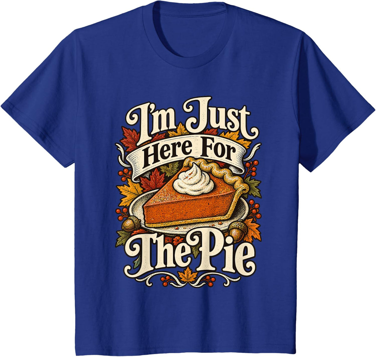 Baker Dessert Lover Vintage Pumpkin Pie Fall Harvest T-Shirt - Royal Blue