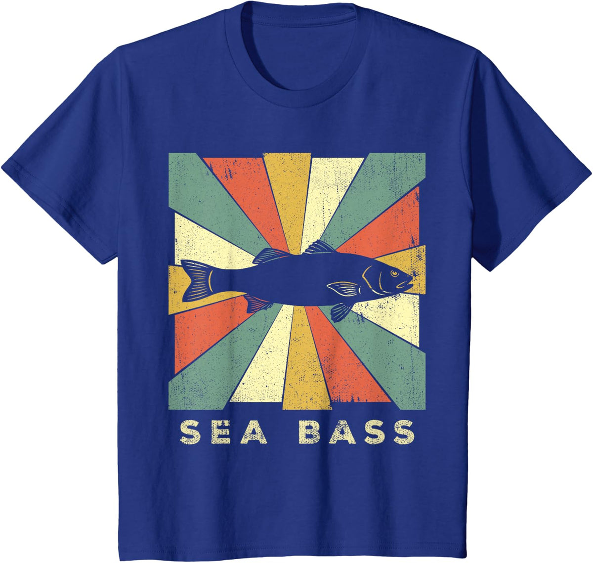 Sea Bass Fish Lover Vintage Retro Style Animal T-Shirt - Royal Blue