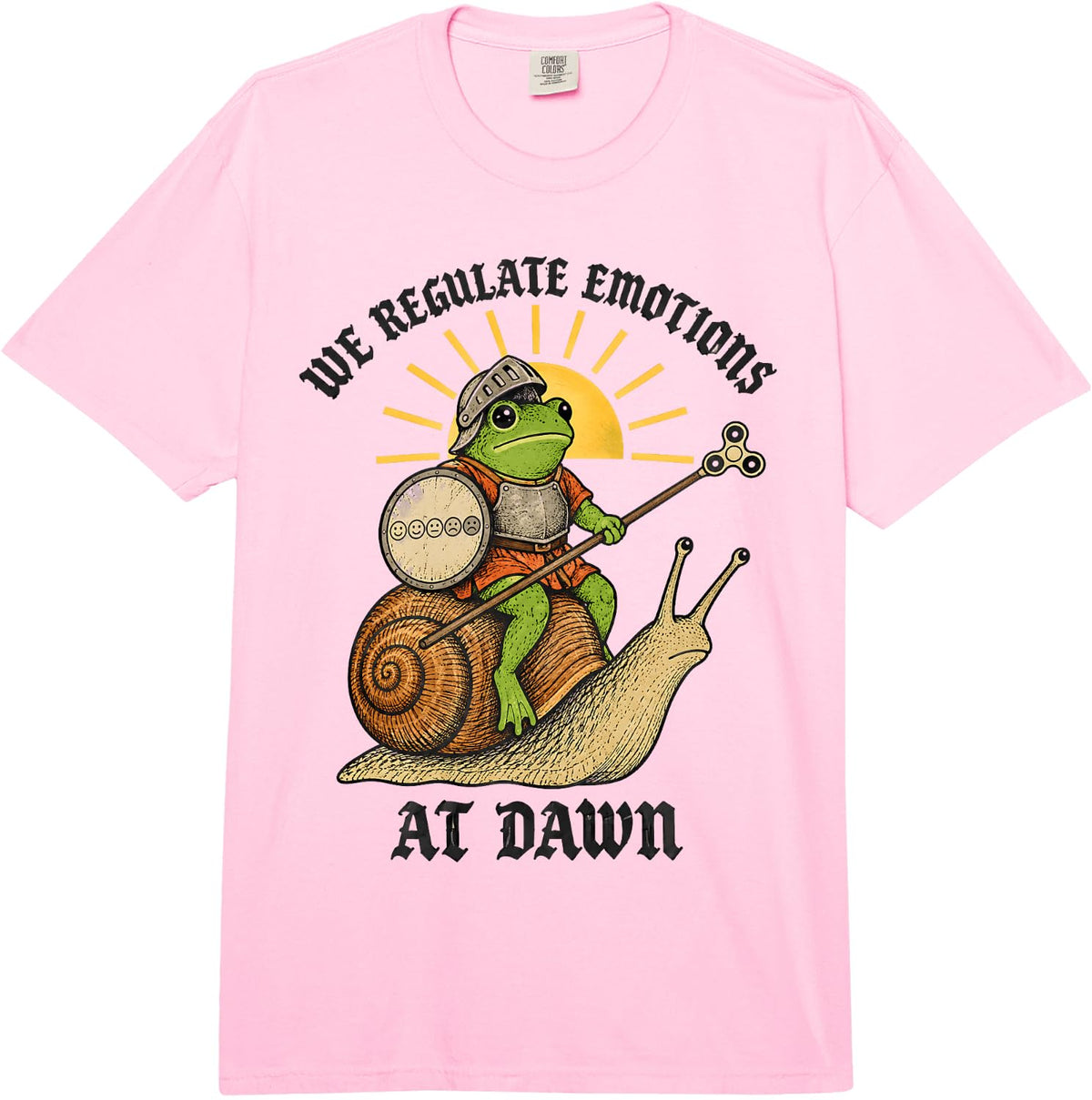 We Regulate Emotions at Dawn Frog Social Worker Comfort Colors Adult Heavyweight T-Shirt - Adult Unisex Pink