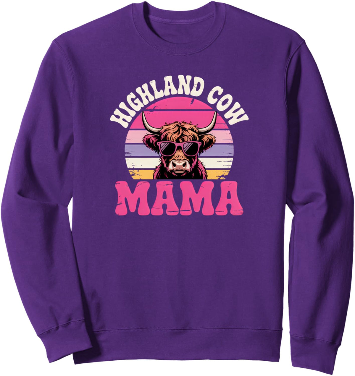 Highland Cow Mama Sweatshirt - Adult Unisex Purple