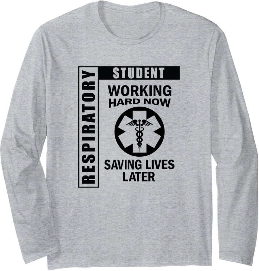 Respiratory Therapy Student Gift Future RT Therapist RRT Long Sleeve T-Shirt - Adult Unisex Heather Grey