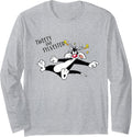 Looney Tunes Dizzy Sylvester and Tweety Long Sleeve T-Shirt - Adult Unisex Heather Grey