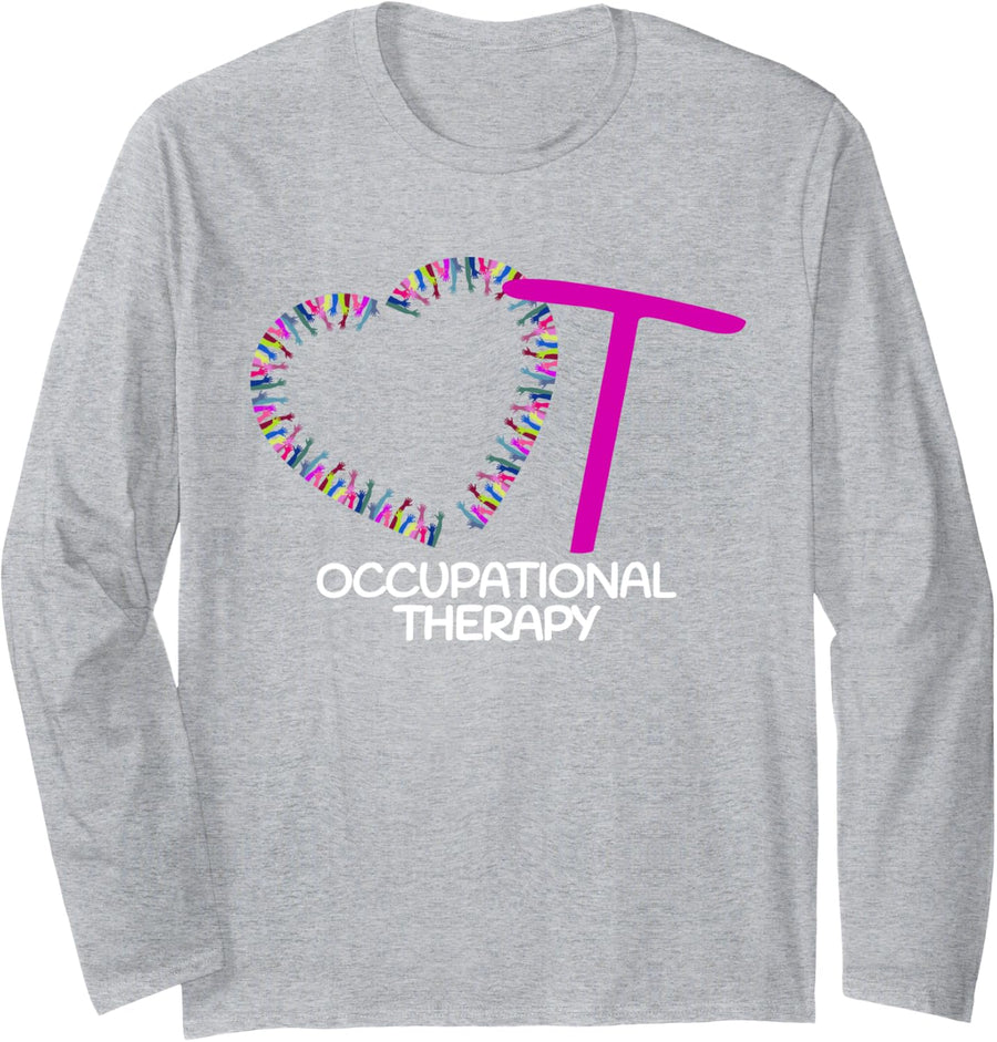 Heart OT Occupational Therapy Therapist Assistant Design Long Sleeve T-Shirt - Adult Unisex Heather Grey