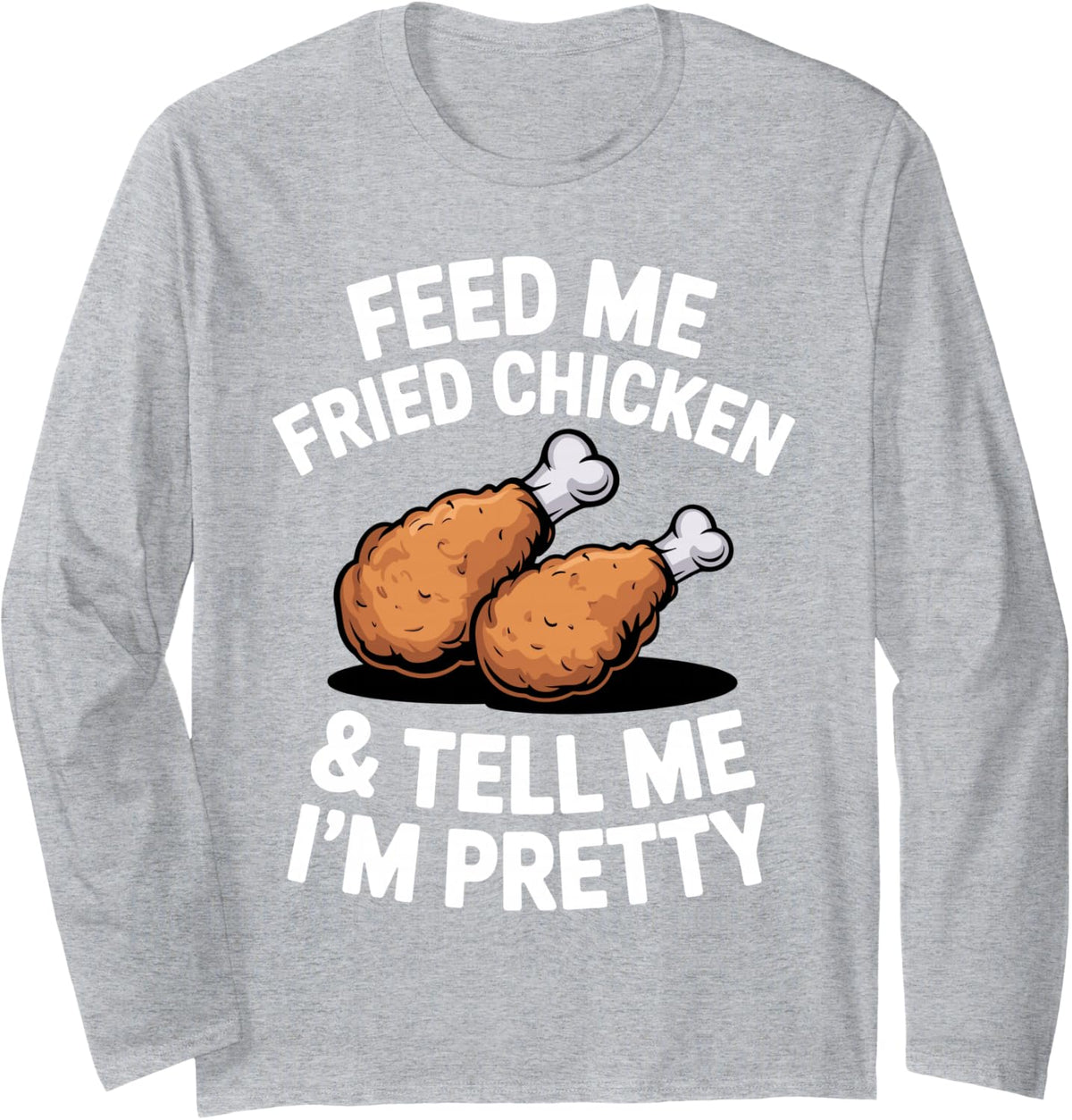 Best Fried Chicken Art for Men Women Fast Food Fried Chicken Long Sleeve T-Shirt - Adult Unisex Heather Grey