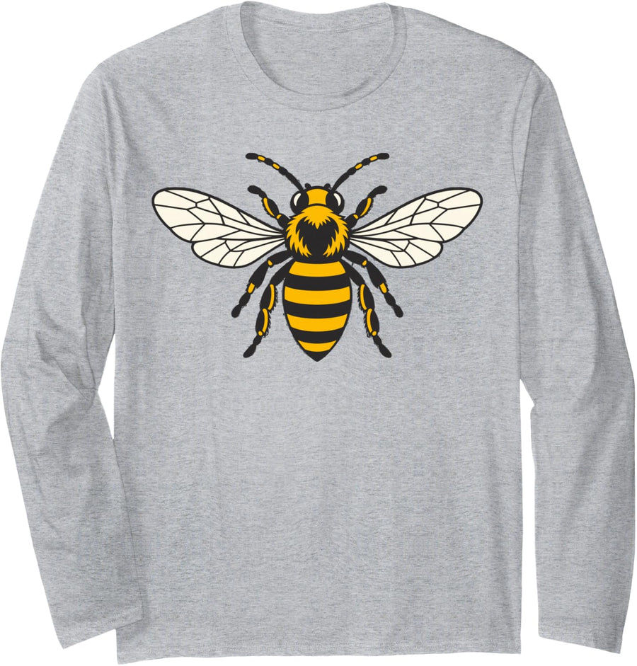 Manchester Worker Bee Emblem Northern Heritage Graphic Long Sleeve T-Shirt - Adult Unisex Heather Grey