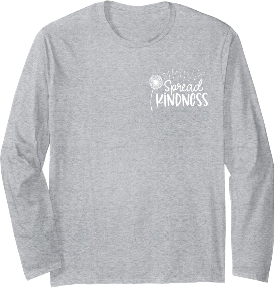 Spread Kindness Pocket - Positive Quote Long Sleeve T-Shirt - Adult Unisex Heather Grey