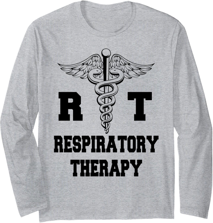 Funny Cute Respiratory Therapy Therapist Gift RT Long Sleeve T-Shirt - Adult Unisex Heather Grey