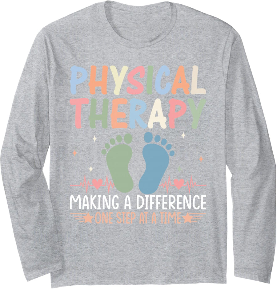 Physical Therapy Team Pediatric Therapist PT Month Rehab Long Sleeve T-Shirt - Adult Unisex Heather Grey