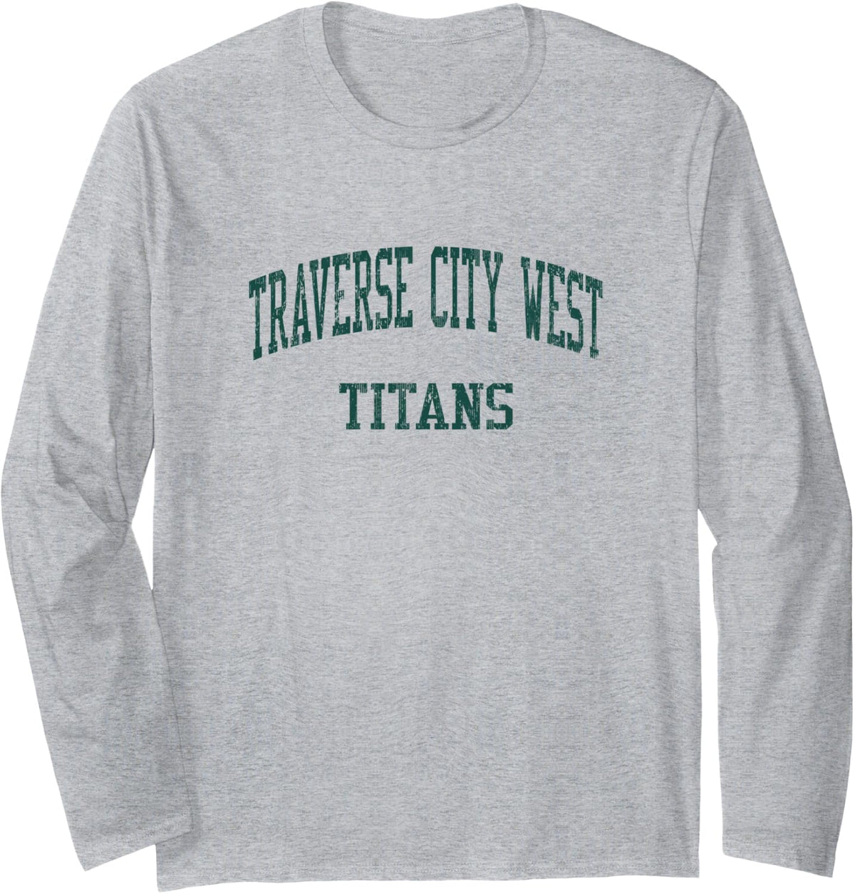 Traverse City West High School HS Traverse City MI Vintage S Long Sleeve T-Shirt - Adult Unisex Heather Grey