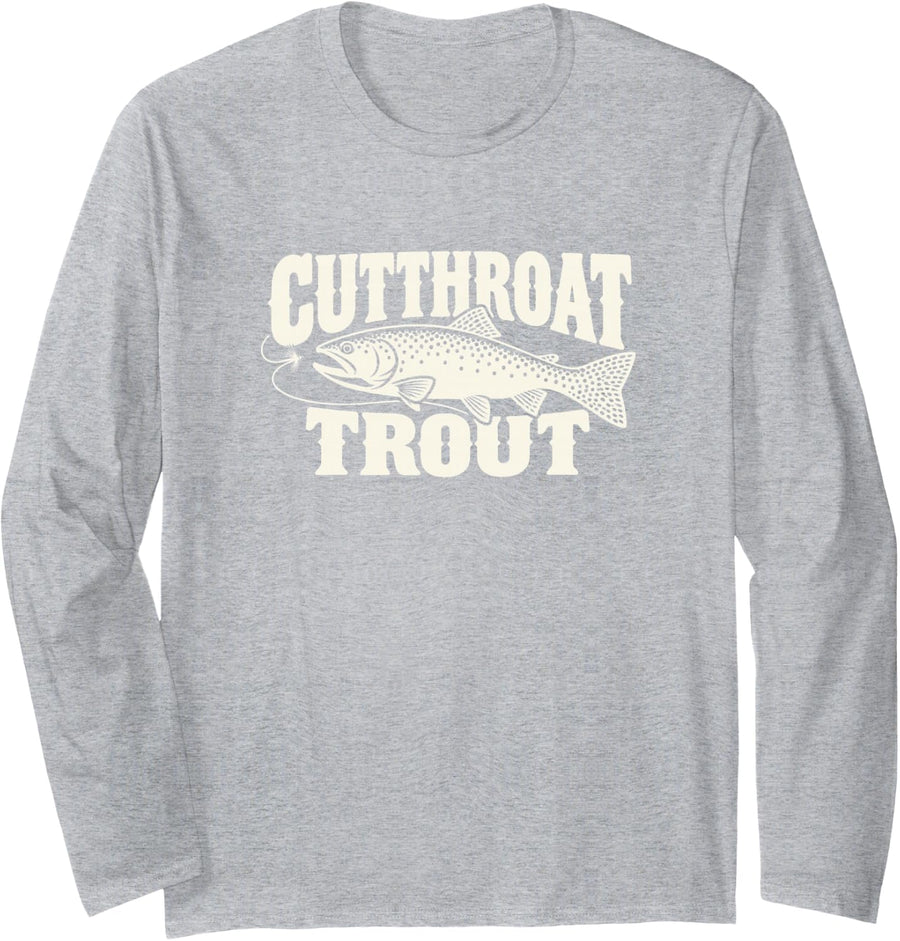 Cutthroat Trout Fly Fishing Freshwater Enthusiast Long Sleeve T-Shirt - Adult Unisex Heather Grey
