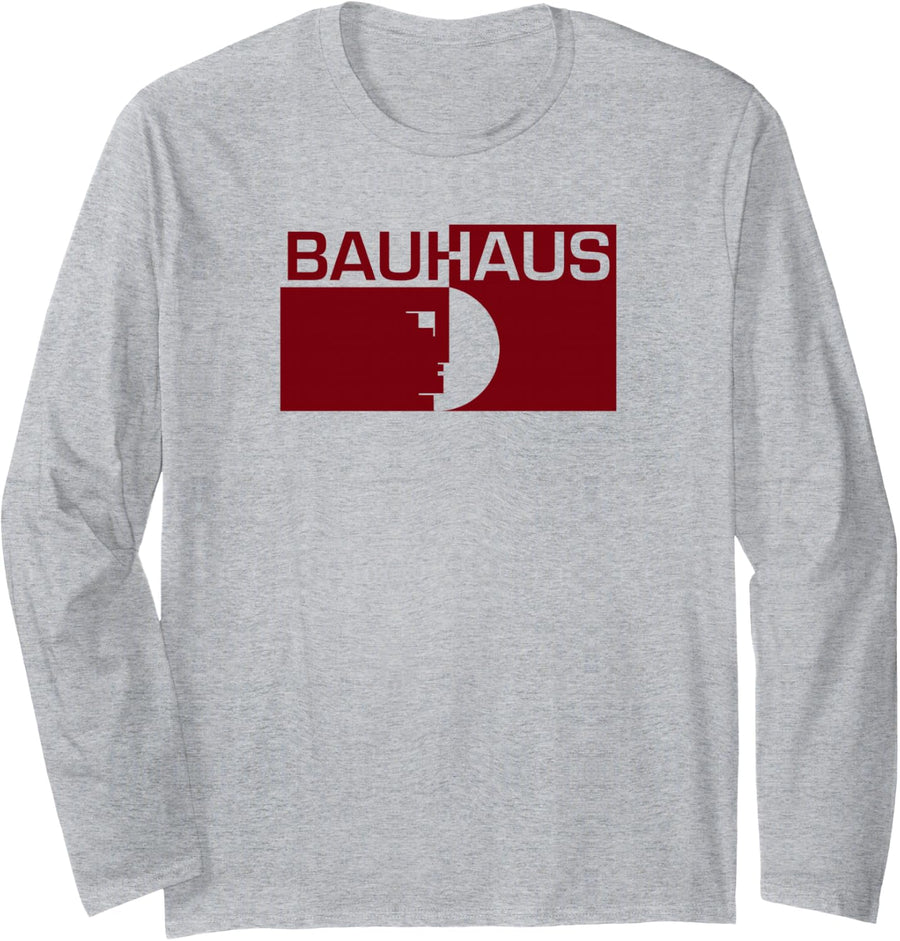 Bauhaus Halved Emblem Long Sleeve T-Shirt - Adult Unisex Heather Grey
