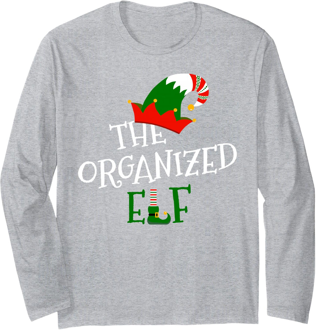 The Organized Elf Family Matching Group Gift Christmas Xmas Long Sleeve T-Shirt - Adult Unisex Heather Grey