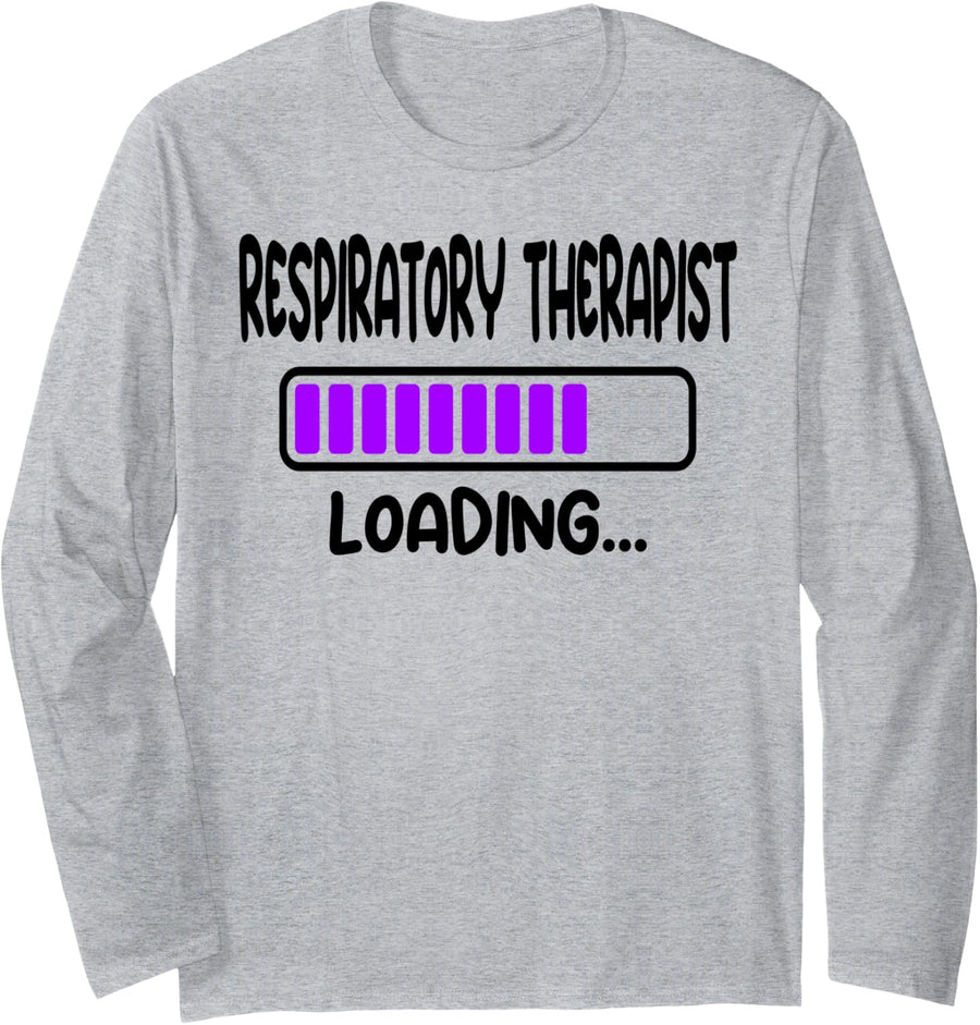Respiratory Therapist Therapy Student RT Loading Long Sleeve T-Shirt - Adult Unisex Heather Grey