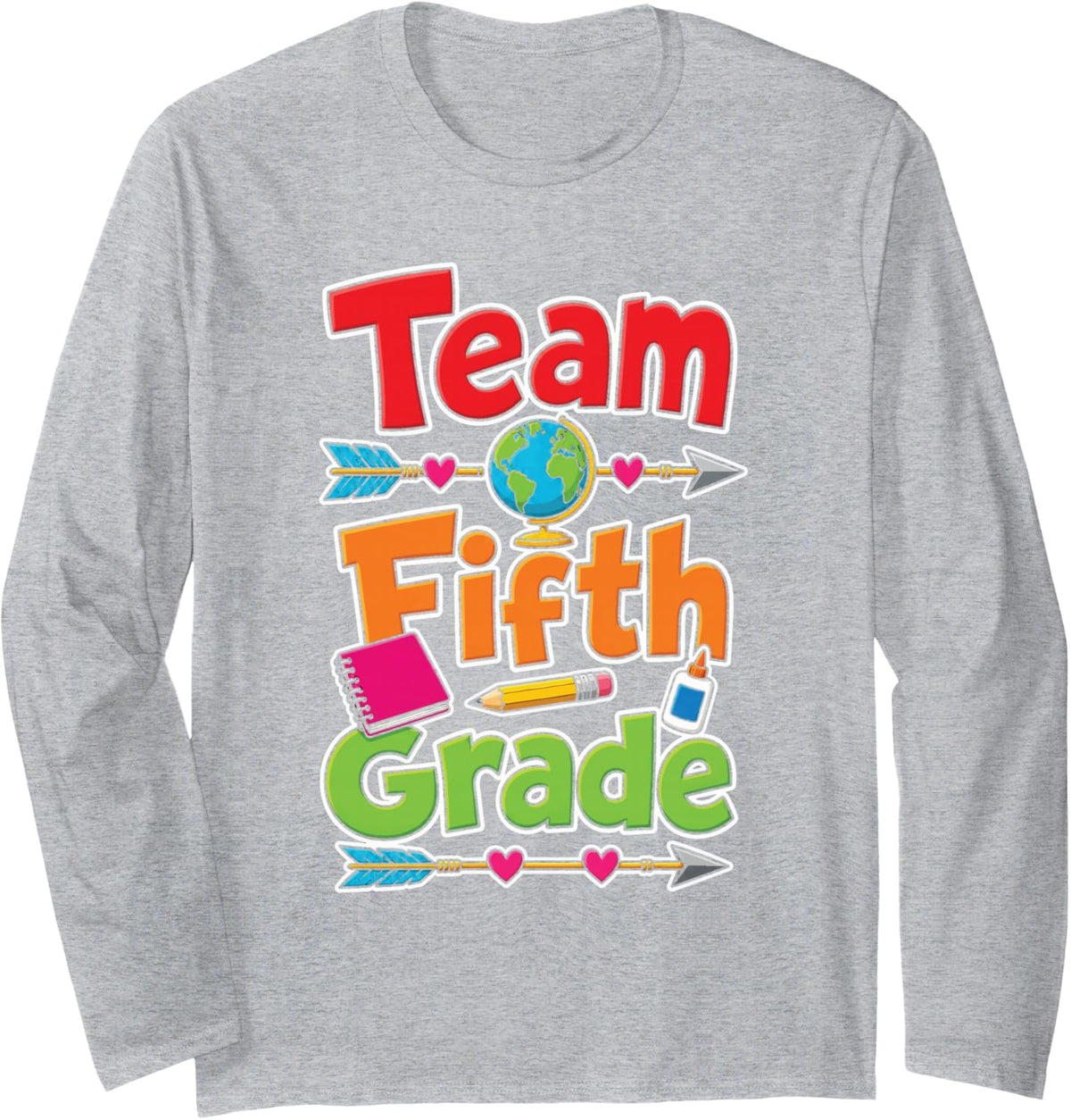 5th Grade Team Squad Matching Elementary School Class Long Sleeve T-Shirt - Adult Unisex Heather Grey