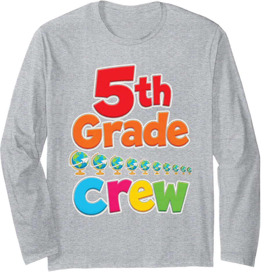 5th Grade Crew Elementary School First Day Boys Girls Long Sleeve T-Shirt - Adult Unisex Heather Grey