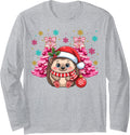 Matching Christmas Hedgehog Lover Kid Girls Teens Xmas Party Long Sleeve T-Shirt - Adult Unisex Heather Grey