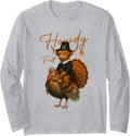 Humor Highland Cow with Turkey Rustic Thanksgiving Fall Fun Long Sleeve T-Shirt - Adult Unisex Heather Grey