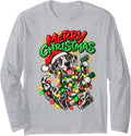 Merry Christmas Happy Great Dane Cute Christmas Lights Long Sleeve T-Shirt - Adult Unisex Heather Grey