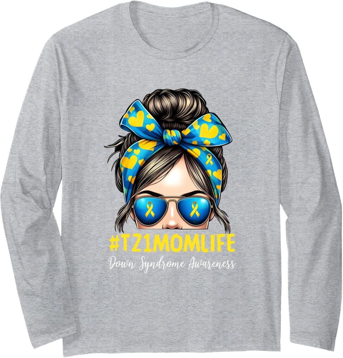 Down Syndrome Awareness Long Sleeve T-Shirt - Adult Unisex Heather Grey