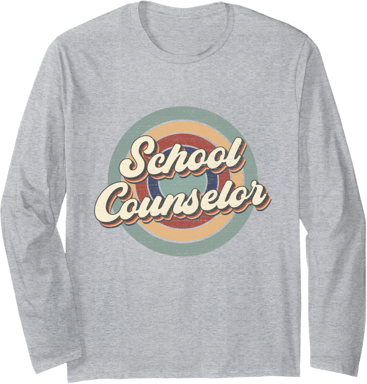 Retro School Counselor Guidance School Counseling Week Long Sleeve T-Shirt - Adult Unisex Heather Grey