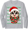 Sugar Glider Christmas Santa Hat Scarf Ugly Sweaters Xmas Long Sleeve T-Shirt - Adult Unisex Heather Grey