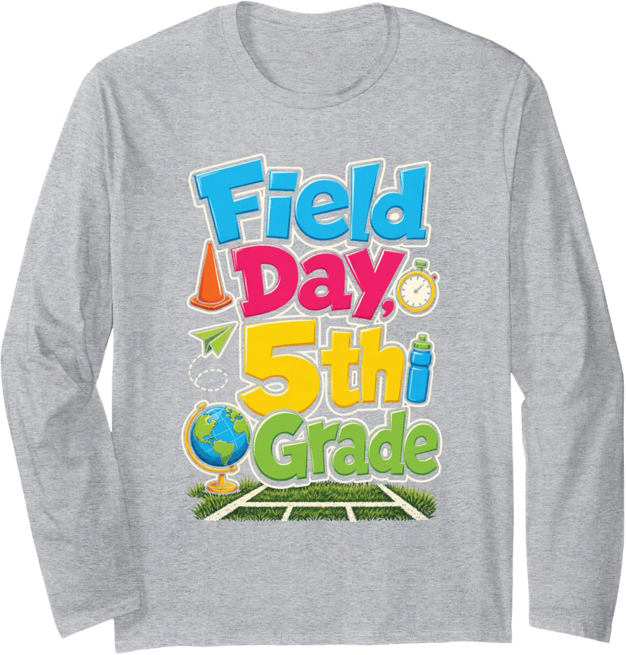5th Grade Field Day Elementary Games Boys Girls Gift Long Sleeve T-Shirt - Adult Unisex Heather Grey